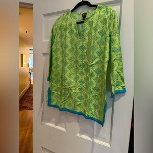 Boo Gemes Green and Blue Patterned Tunic or coverup